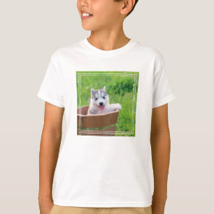Siberian Husky Puppy in een pot T-shirt