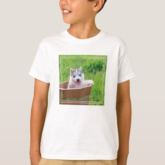 Siberian Husky Puppy in een pot T-shirt (Voorkant)