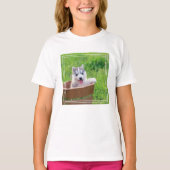 Siberian Husky Puppy in een pot T-shirt (Voorkant)