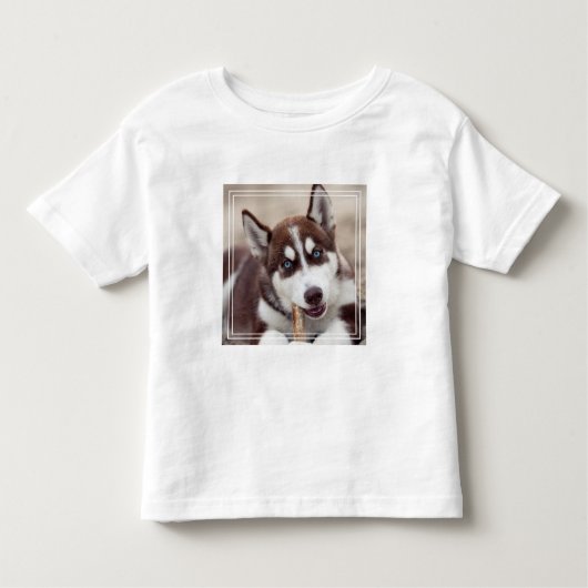 Siberian Husky Puppy op het strand Kinder Shirts (Voorkant)