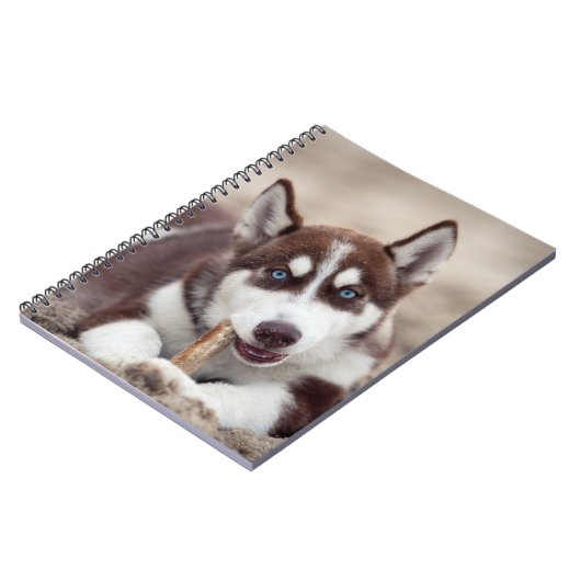 Siberian Husky Puppy op het strand Notitieboek (Linkerzijde)