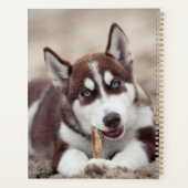 Siberian Husky Puppy op het strand Planner (Achterkant)