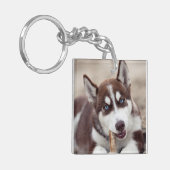 Siberian Husky Puppy op het strand Sleutelhanger (Voorkant Links)