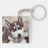 Siberian Husky Puppy op het strand Sleutelhanger (Achterkant)