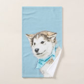 Siberian Husky Puppy Painting - Originele Dog Art Bad Handdoek (Handdoek)