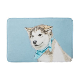 Siberian Husky Puppy Painting - Originele Dog Art Badmat