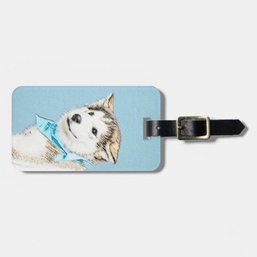 Siberian Husky Puppy Painting - Originele Dog Art Bagagelabel (Voorkant horizontaal)
