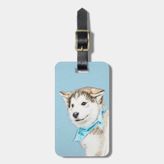 Siberian Husky Puppy Painting - Originele Dog Art Bagagelabel (Voorkant verticaal)
