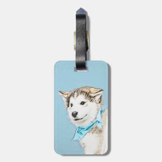 Siberian Husky Puppy Painting - Originele Dog Art Bagagelabel (Achterkant verticaal)