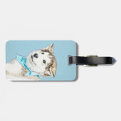 Siberian Husky Puppy Painting - Originele Dog Art Bagagelabel (Achterkant horizontaal)