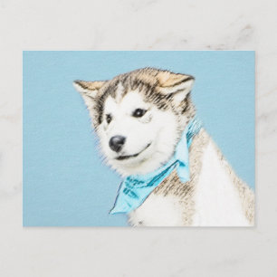 Siberian Husky Puppy Painting - Originele Dog Art Briefkaart