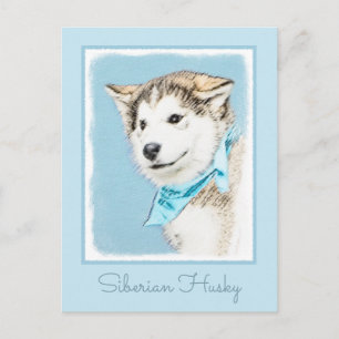 Siberian Husky Puppy Painting - Originele Dog Art Briefkaart