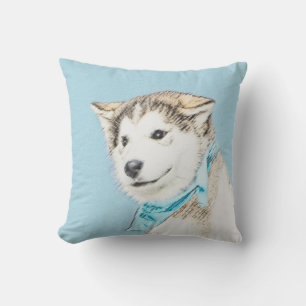 Siberian Husky Puppy Painting - Originele Dog Art Buitenkussen