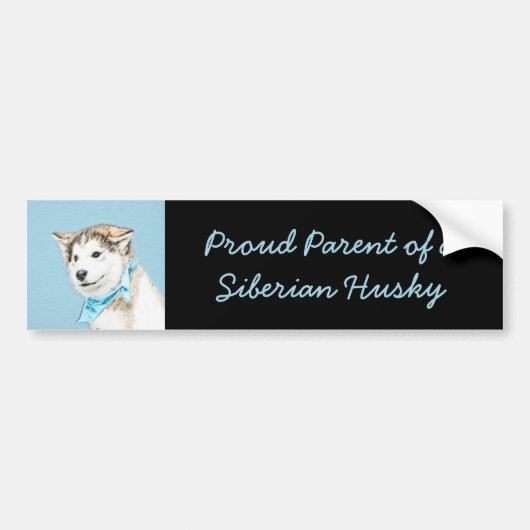 Siberian Husky Puppy Painting - Originele Dog Art Bumpersticker (Voorkant)