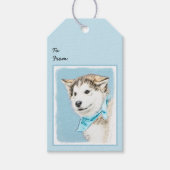 Siberian Husky Puppy Painting - Originele Dog Art Cadeaulabel (Voorkant)