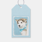 Siberian Husky Puppy Painting - Originele Dog Art Cadeaulabel (Achterkant)