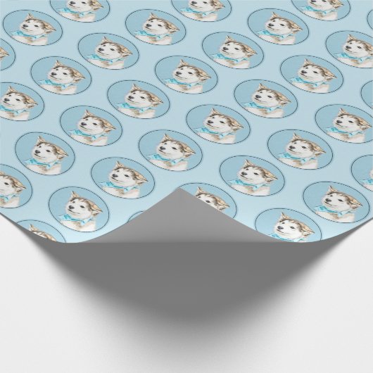 Siberian Husky Puppy Painting - Originele Dog Art Cadeaupapier (Hoek)