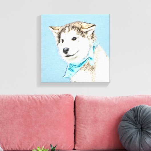 Siberian Husky Puppy Painting - Originele Dog Art Canvas Afdruk (Insitu (Woonkamer))