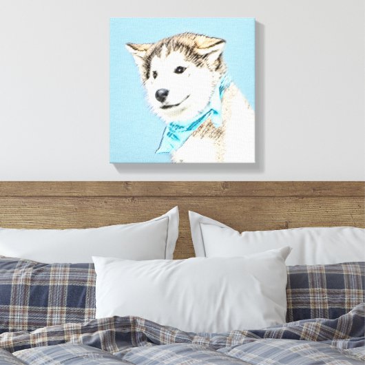 Siberian Husky Puppy Painting - Originele Dog Art Canvas Afdruk (Insitu (Slaapkamer))