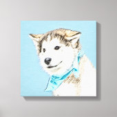 Siberian Husky Puppy Painting - Originele Dog Art Canvas Afdruk (Voorkant)