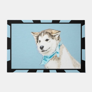 Siberian Husky Puppy Painting - Originele Dog Art Deurmat