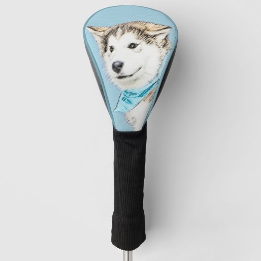 Siberian Husky Puppy Painting - Originele Dog Art Golfheadcover (Voorkant)