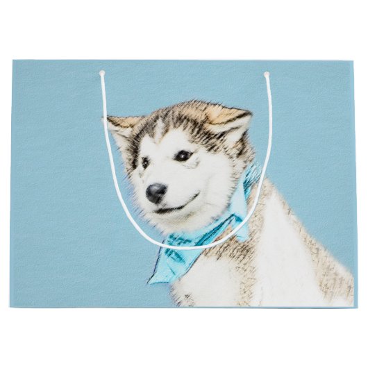 Siberian Husky Puppy Painting - Originele Dog Art Groot Cadeauzakje (Voorkant)