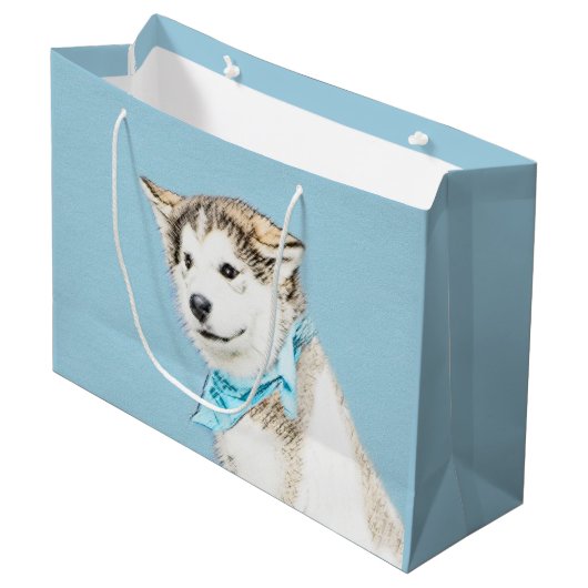 Siberian Husky Puppy Painting - Originele Dog Art Groot Cadeauzakje (Voorkant Gekanteld)