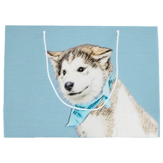 Siberian Husky Puppy Painting - Originele Dog Art Groot Cadeauzakje (Achterkant)
