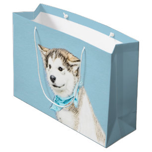 Siberian Husky Puppy Painting - Originele Dog Art Groot Cadeauzakje