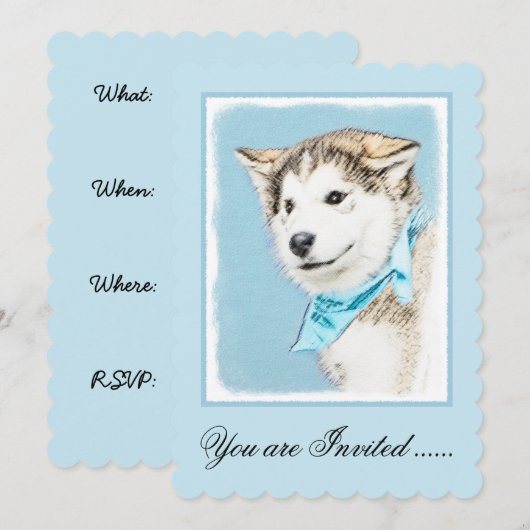 Siberian Husky Puppy Painting - Originele Dog Art Kaart (Voorkant / Achterkant)