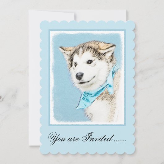 Siberian Husky Puppy Painting - Originele Dog Art Kaart (Voorkant)