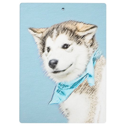Siberian Husky Puppy Painting - Originele Dog Art Klembord (Achterkant)