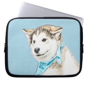 Siberian Husky Puppy Painting - Originele Dog Art Laptop Sleeve