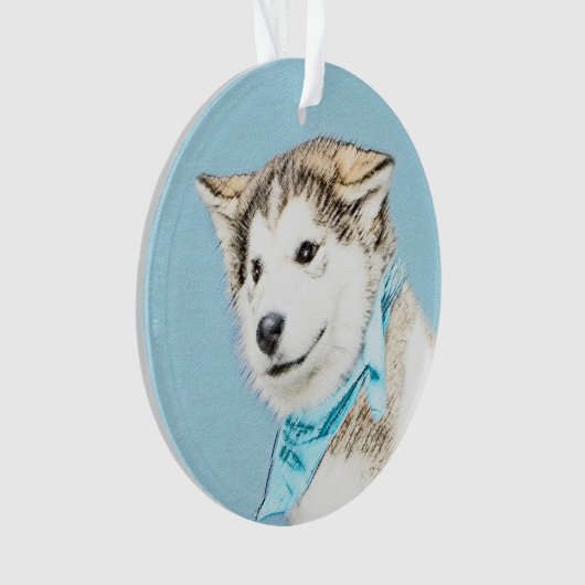 Siberian Husky Puppy Painting - Originele Dog Art Ornament (voorkant)