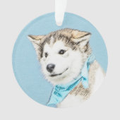 Siberian Husky Puppy Painting - Originele Dog Art Ornament (voorkant)