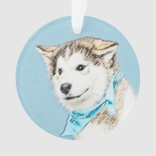 Siberian Husky Puppy Painting - Originele Dog Art Ornament (voorkant)