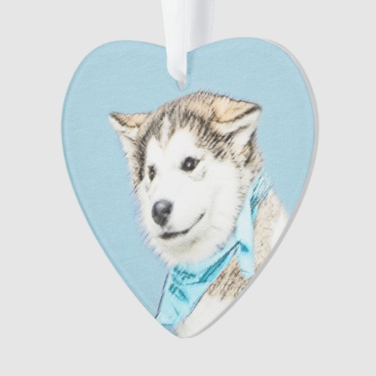 Siberian Husky Puppy Painting - Originele Dog Art Ornament (voorkant)