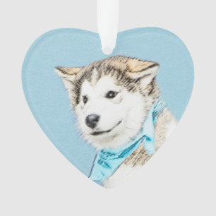 Siberian Husky Puppy Painting - Originele Dog Art Ornament