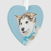 Siberian Husky Puppy Painting - Originele Dog Art Ornament (voorkant)