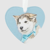 Siberian Husky Puppy Painting - Originele Dog Art Ornament (achterkant)