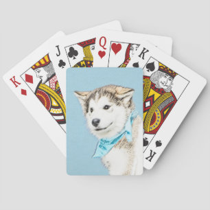 Siberian Husky Puppy Painting - Originele Dog Art Pokerkaarten