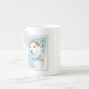 Siberian Husky Puppy Painting - Originele Dog Art Porselein Kop