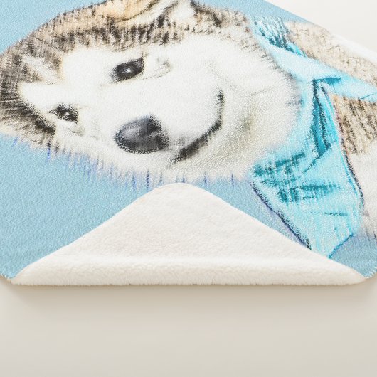 Siberian Husky Puppy Painting - Originele Dog Art Sherpa Deken (3/4)
