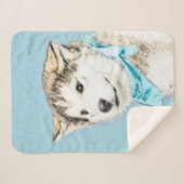 Siberian Husky Puppy Painting - Originele Dog Art Sherpa Deken (Voorkant (horizontaal))