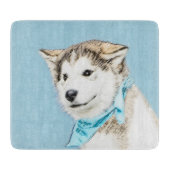 Siberian Husky Puppy Painting - Originele Dog Art Snijplank (Voorkant)