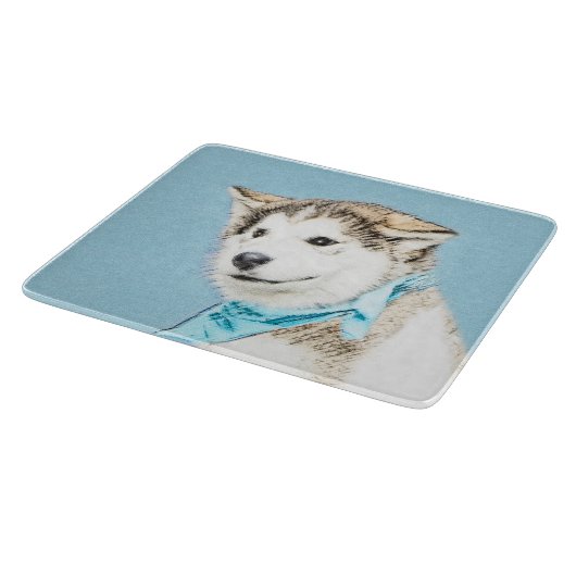 Siberian Husky Puppy Painting - Originele Dog Art Snijplank (Hoek)