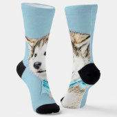 Siberian Husky Puppy Painting - Originele Dog Art Sokken (Gebogen)