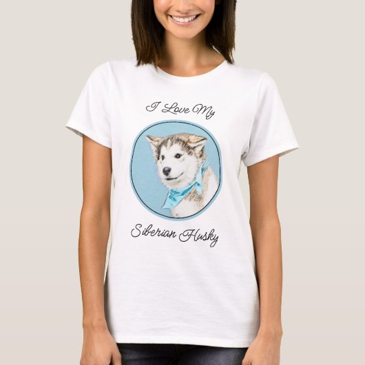 Siberian Husky Puppy Painting - Originele Dog Art T-shirt (Voorkant)
