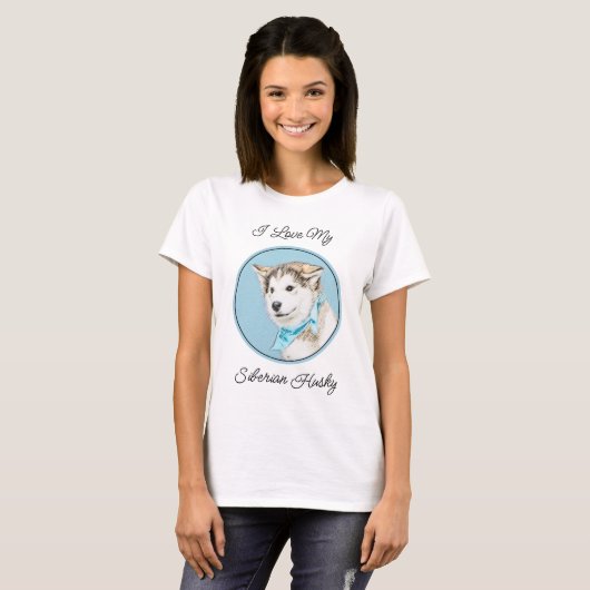 Siberian Husky Puppy Painting - Originele Dog Art T-shirt (Voorkant volledig)